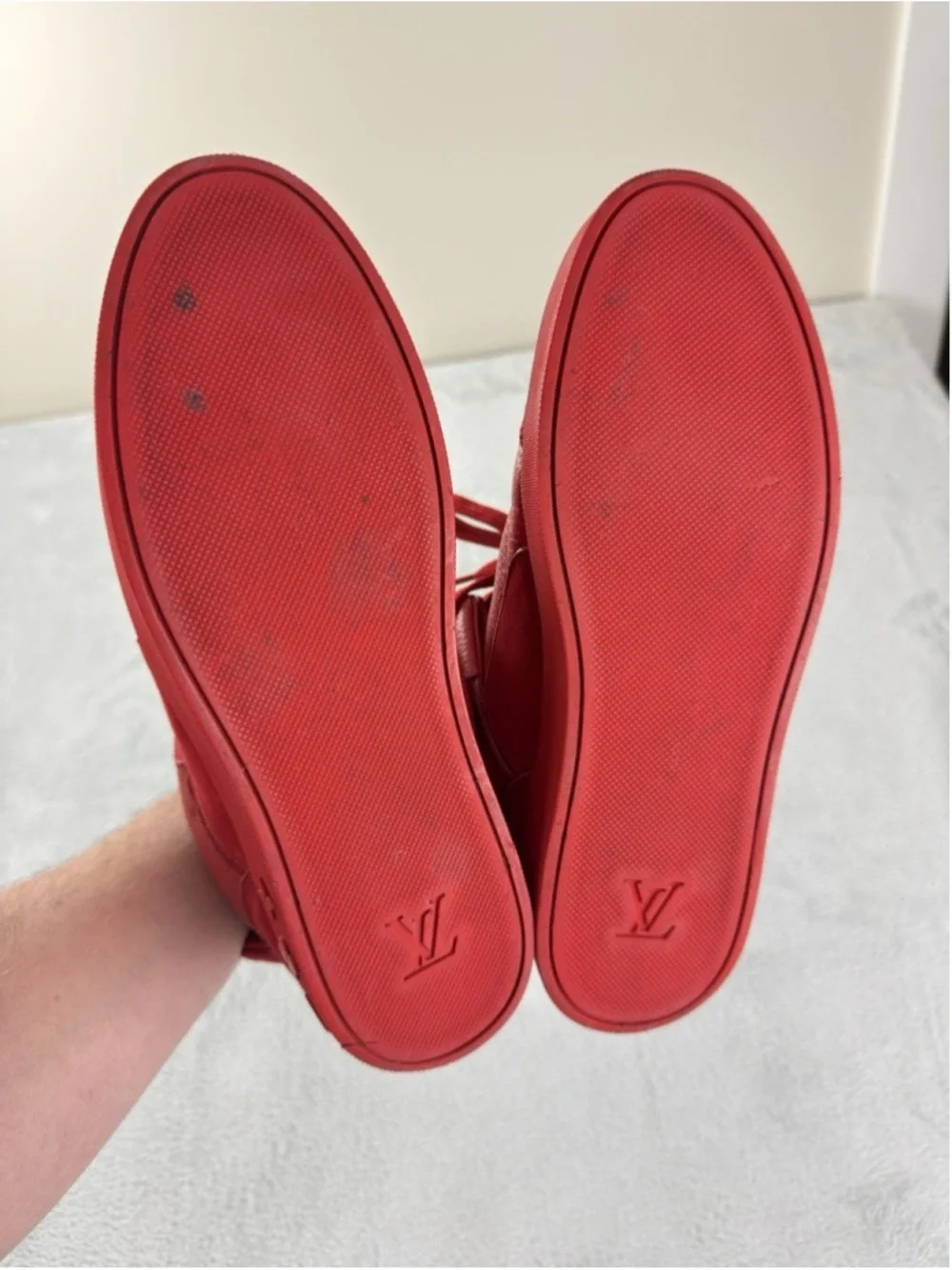 Louis Vuitton Men Sz 7.5 US/6.5 LV Kanye West Don Red Leather Sneakers Complete